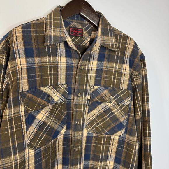 Five Brothers Flannel Shirt Plaid Flannel Shirt Casual Pockets Men's L - Picture 2 of 10